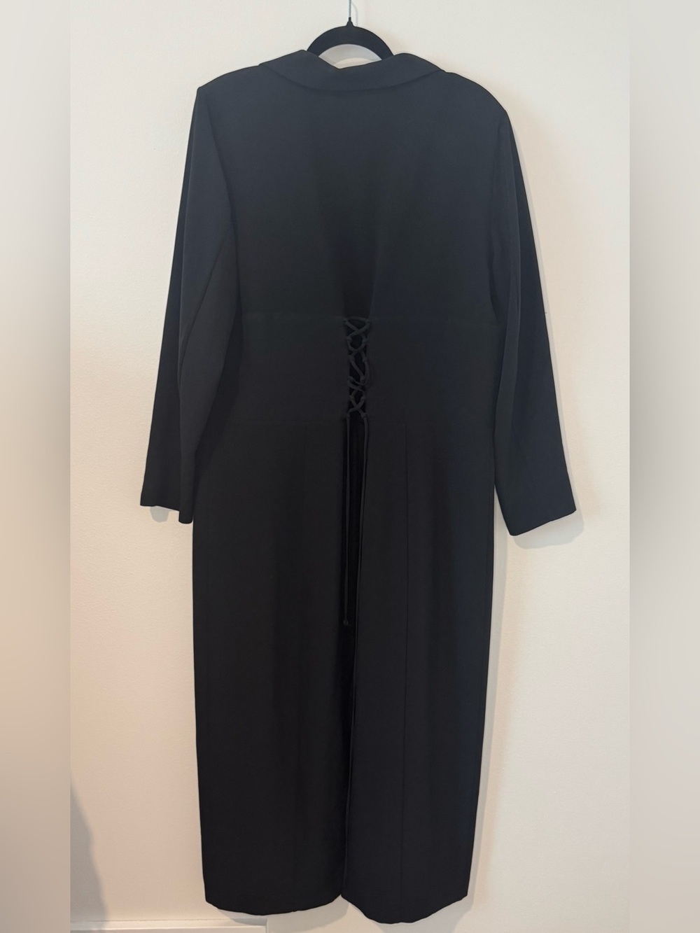 VENUS Black Longline Blazer Duster Jacket Womens 18 Corset Lace Back Hook & Eye - Picture 8 of 8